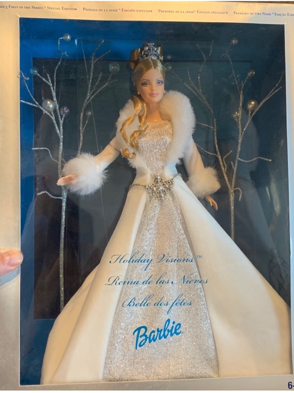 Collectible Vintage Barbie White and Silver Holiday Princess Doll in Box